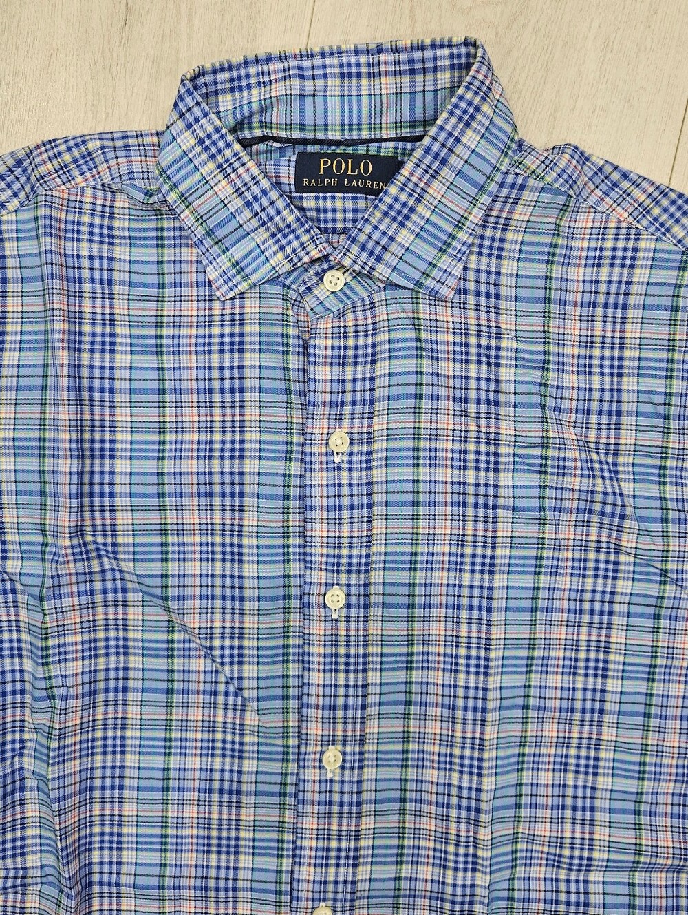 VTG Polo Ralph Lauren Blue Multicolor Plaid Button Shirt Sz M Cotton Preppy NWOT